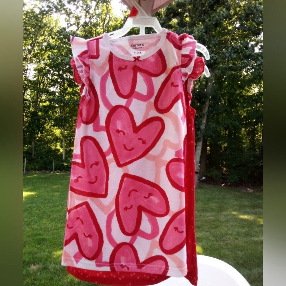 Toddler Girl Ruffled Hearts Nightgown 2-Pack Carter's Child of Mine Size 2T 2 T - Picture 8 of 8